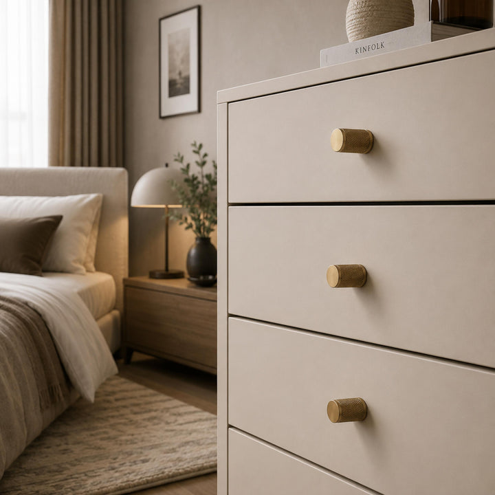 Modern Knurled Cabinet Handle Brass Fixture with Durable Grip for Cabinets and Drawers