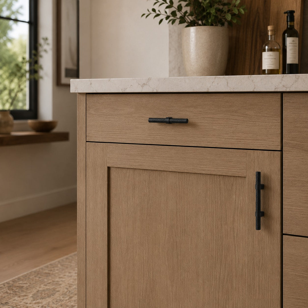 Modern Knurled Kitchen Cabinet Handles and Drawer Pulls Set Durable Metal 3.8-12.6 Inch Options