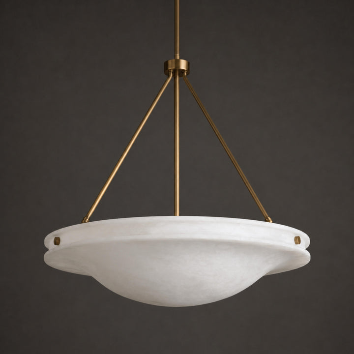 Natural Alabaster Stone Pendant Light with Antique Brass Finish – 46cm or 76cm