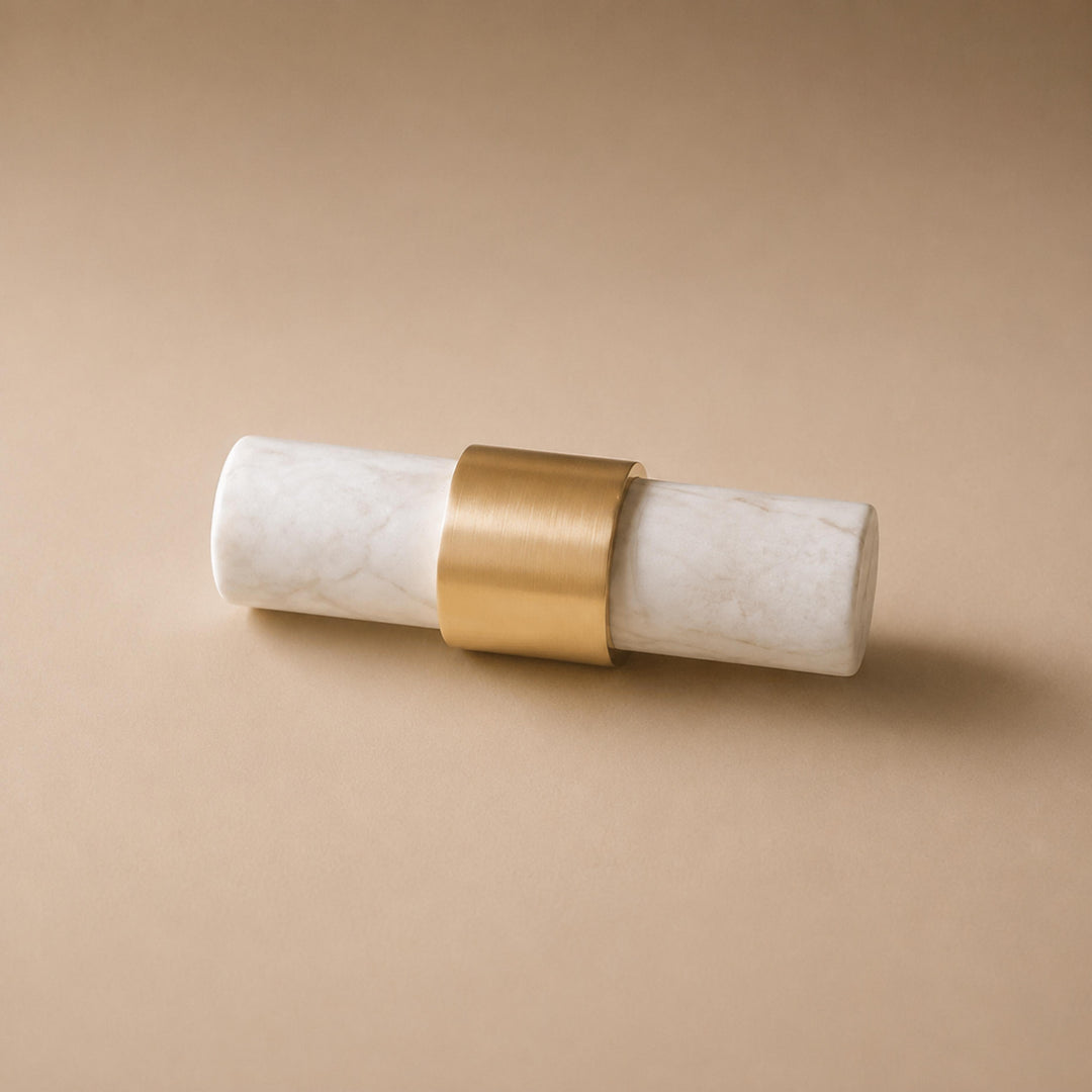 Modern Marble Cabinet Knobs and Drawer Pulls Set Brass Ergonomic Design for Kitchen Cabinets