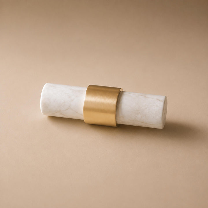 Modern Marble Cabinet Knobs and Drawer Pulls Set Brass Ergonomic Design for Kitchen Cabinets