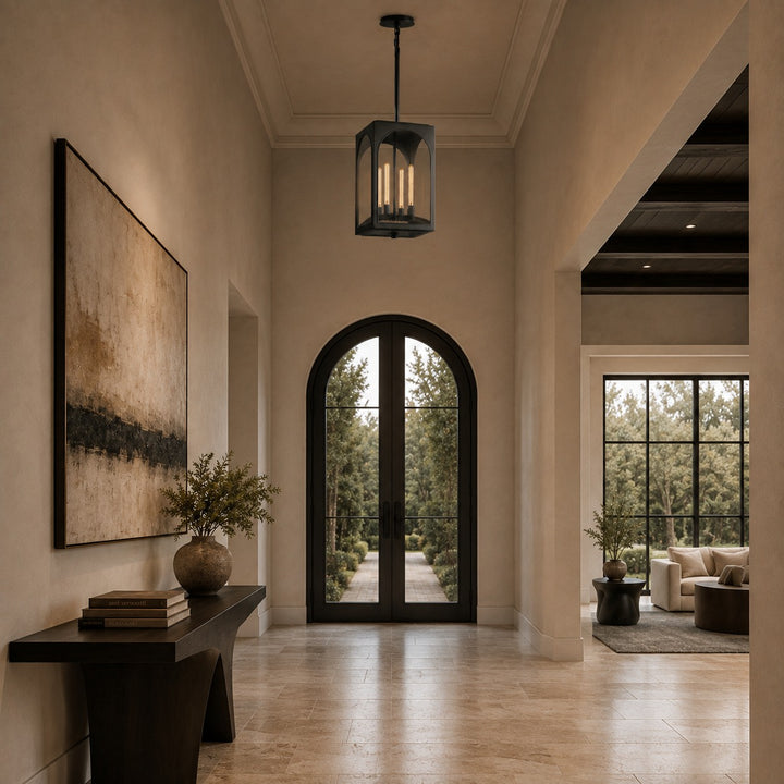 Brass & Black Outdoor Lantern Pendant Light – 18″ or 28″