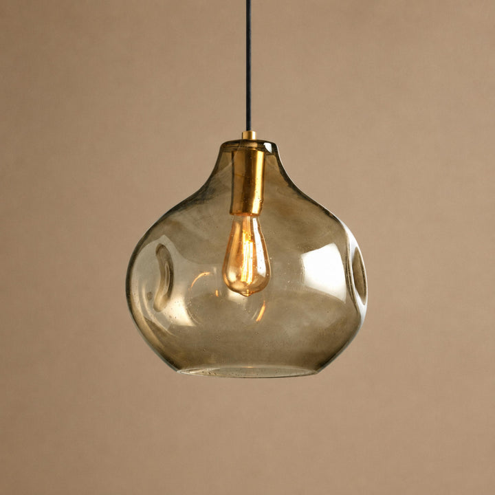Hand-Blown Organic Glass Pendant Light – Clear, Amber or Smoke, 30cm