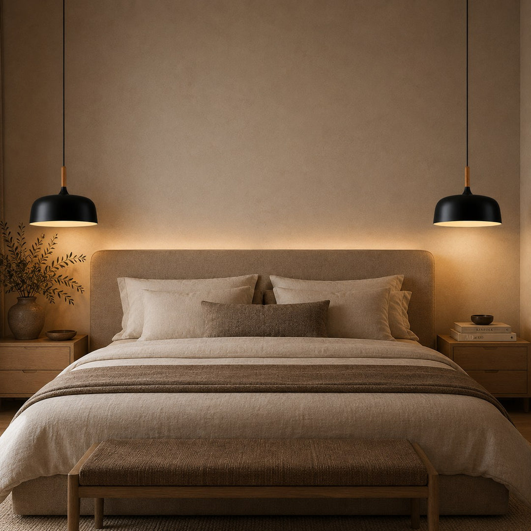 Modern Black Pendant Light Adjustable Hanging Lamp Zinc Alloy and Wood for Kitchen Pendant Lighting