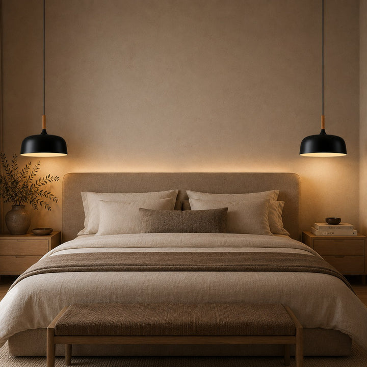 Modern Black Pendant Light Adjustable Hanging Lamp Zinc Alloy and Wood for Kitchen Pendant Lighting