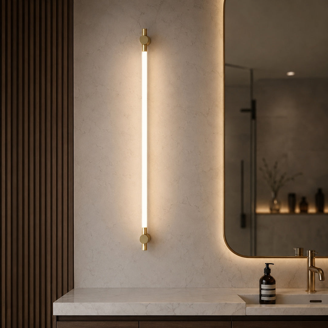 Modern Brass Bathroom Vanity Light Wall Mounted LED Fixture with Acrylic Shade