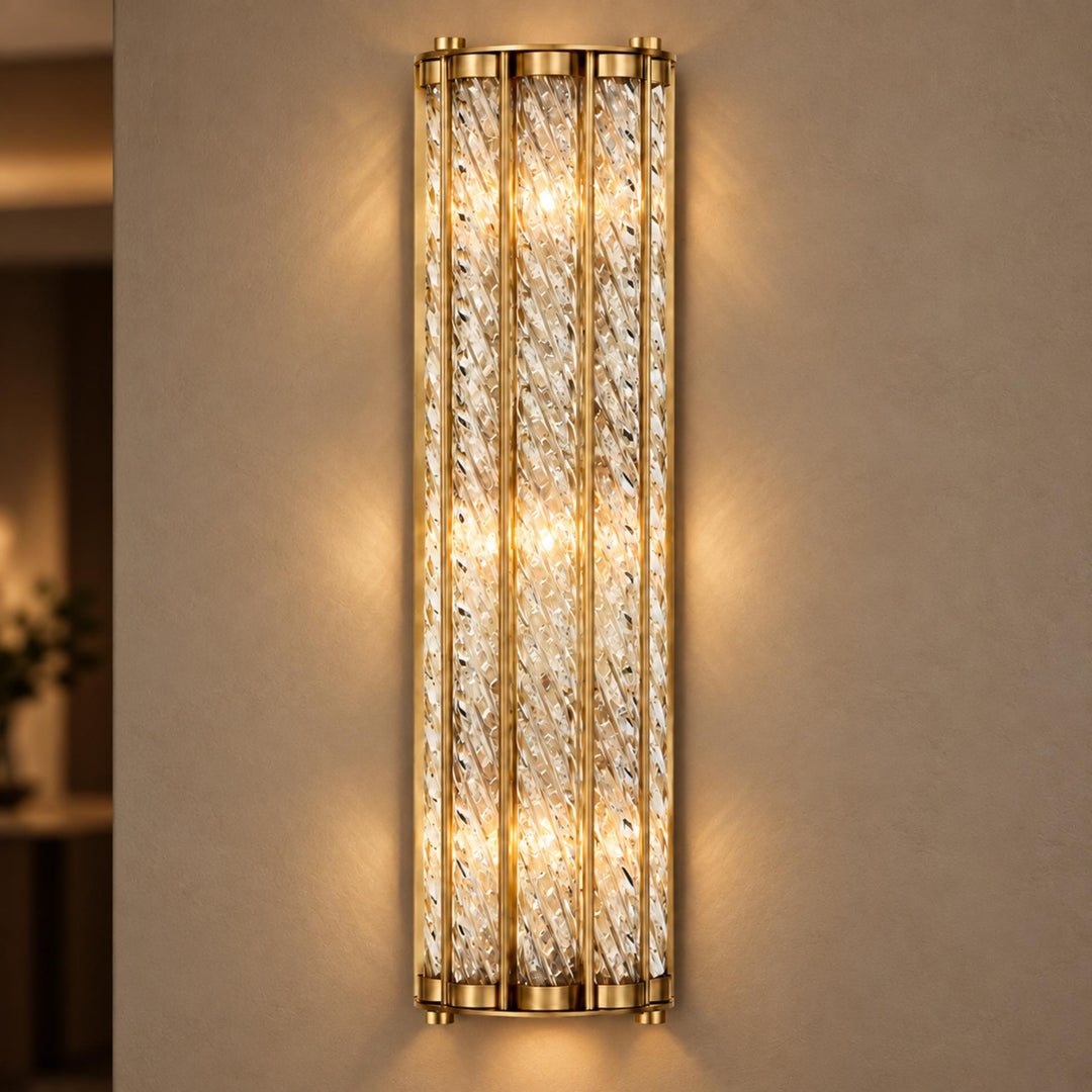 Twisted Glass Brass Wall Sconce – 3-Light Interior Wall Light