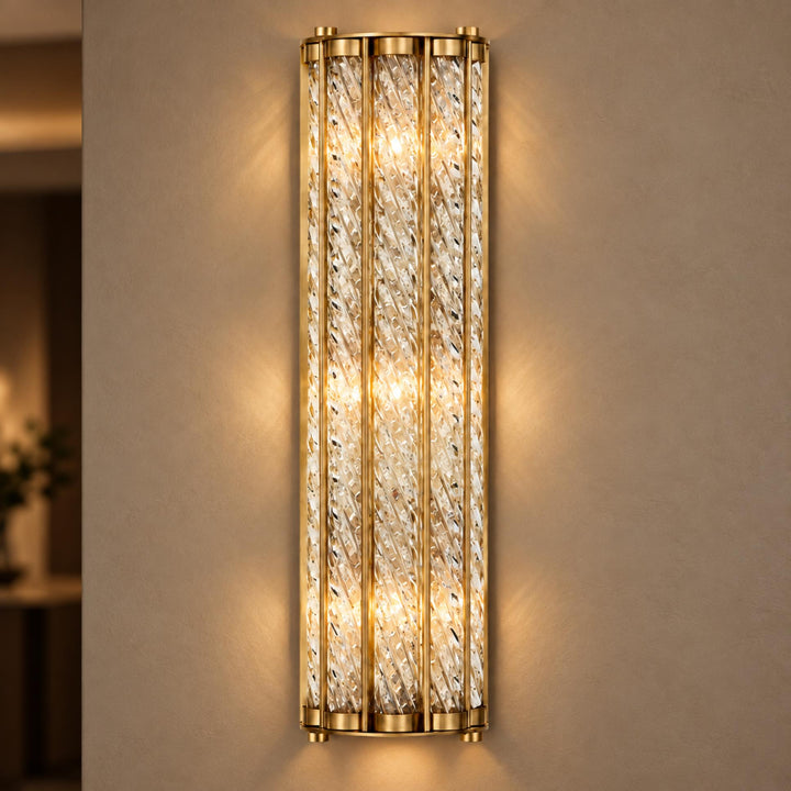 Twisted Glass Brass Wall Sconce – 3-Light Interior Wall Light