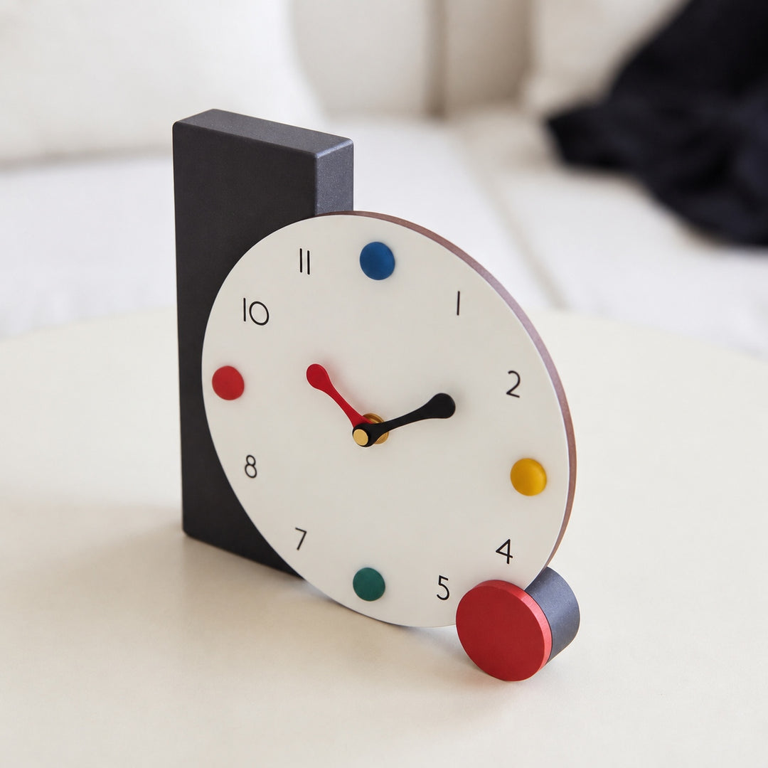 Modern Geometric Table Clock Silent Quartz Movement Eco-Friendly PMMA Compact Design 20x20 cm