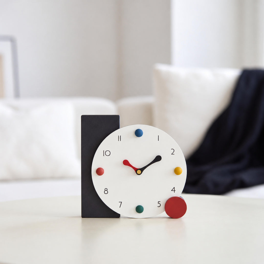 Modern Geometric Table Clock Silent Quartz Movement Eco-Friendly PMMA Compact Design 20x20 cm
