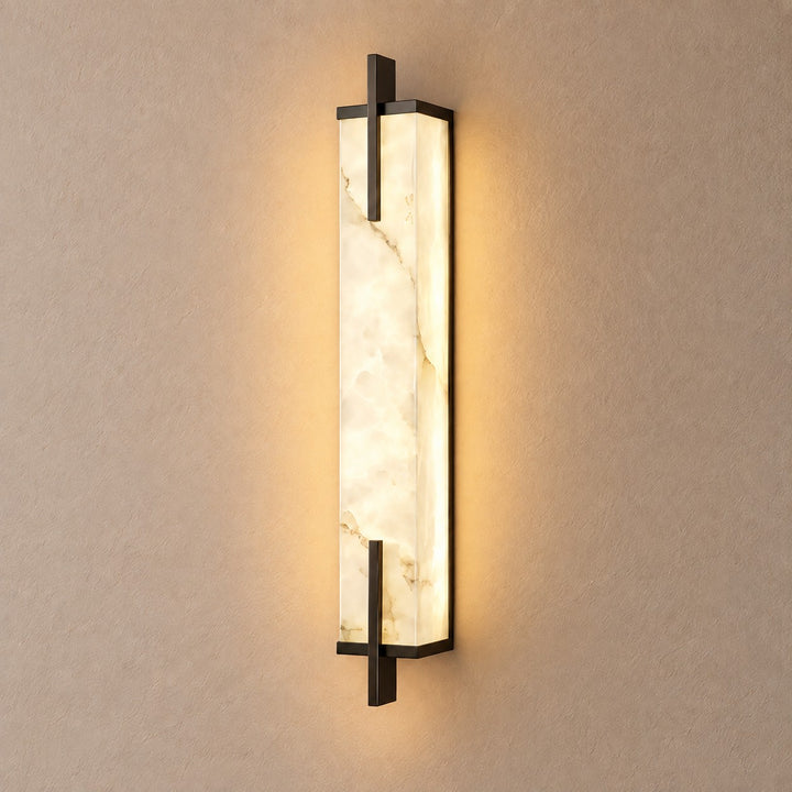 Modern Alabaster Wall Sconce Adjustable Copper Backplate Integrated LED Indoor Lighting