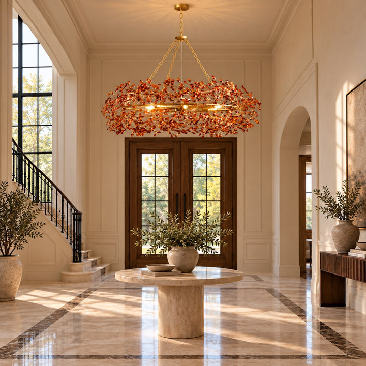 Modern Crystal Chandelier Adjustable Hanging Iron Fixture with Multiple Light Sockets