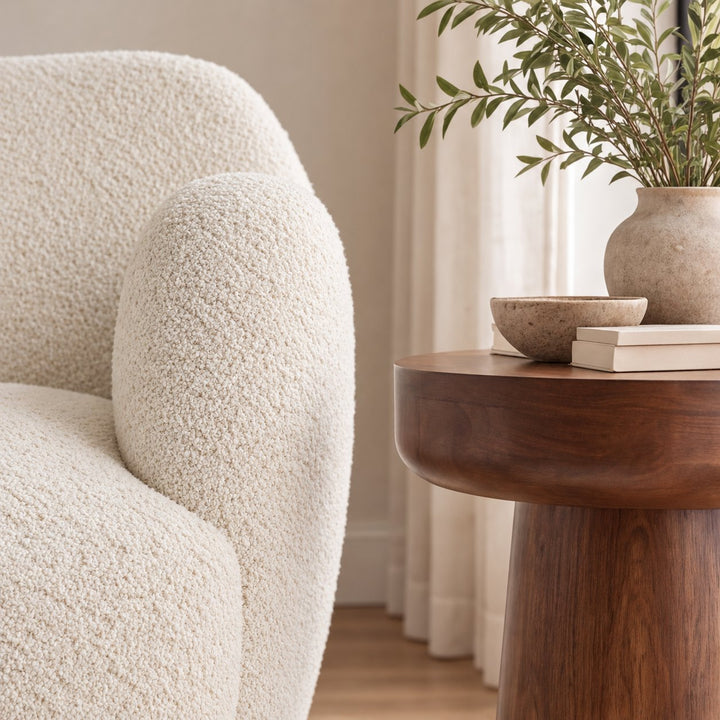 Modern Swivel Chair with Contoured Seat Upholstered Fabric for Comfortable Stylish Living Spaces