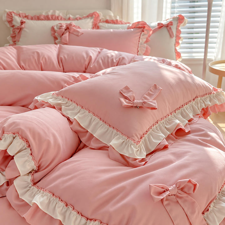 Kawaii Princess Bedding Set Full Queen Size Cotton Duvet Cover Flat Sheet Pillow Cases