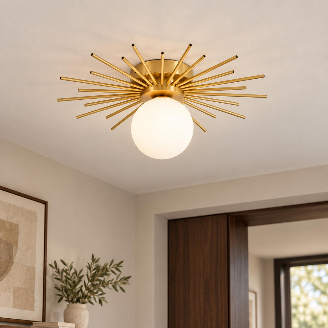 Modern Flush Mount Ceiling Light Fixture Metal Dimmable LED 12 Inch Diameter for Home Lighting