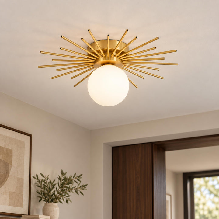 Modern Flush Mount Ceiling Light Fixture Metal Dimmable LED 12 Inch Diameter for Home Lighting
