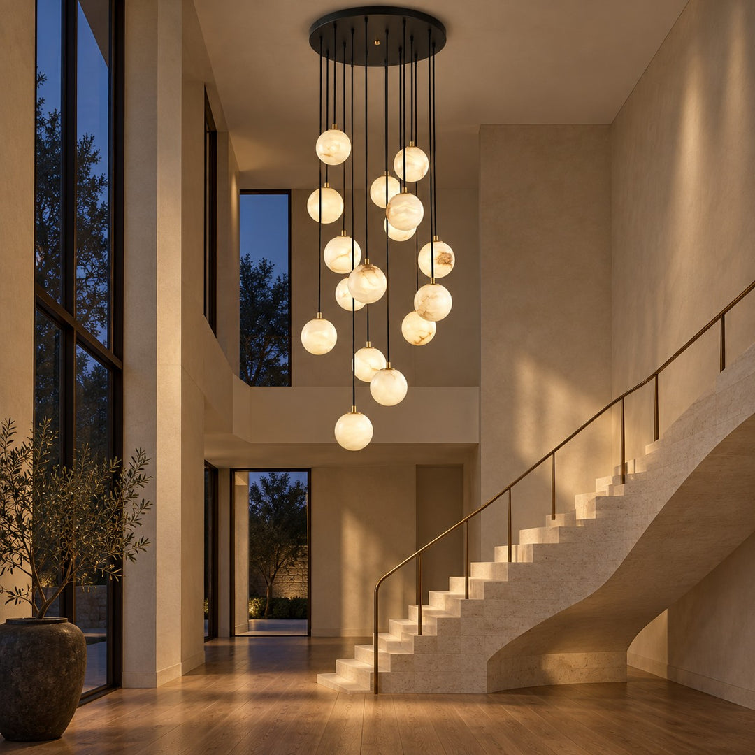 Modern Cluster Chandelier Light Wall Mounted Alabaster Glass LED Dimmable Fixture