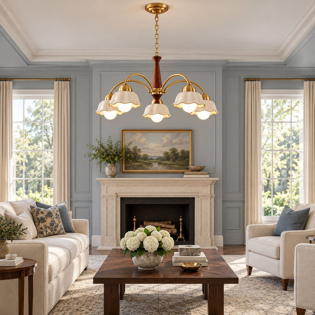 Modern Wall Mounted Chandelier Metal Gold Finish Adjustable Lighting Fixture